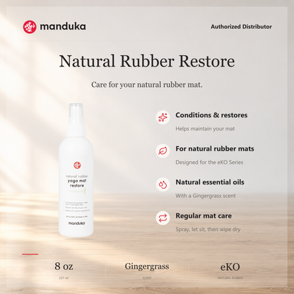 Manduka Natural Rubber Restore Gingergrass 8 oz / 237 ml — perawatan matras karet alami.